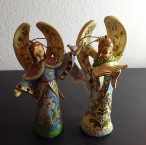 GORGEOUS NWT 2008 Roman 6" Angel Figurine Ornaments Set of 2.